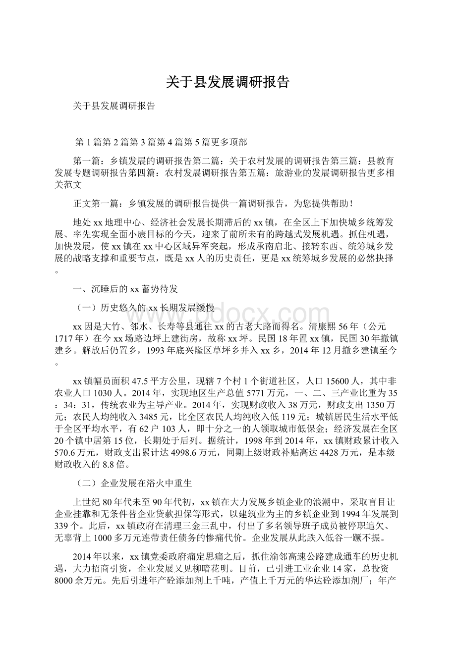 关于县发展调研报告文档格式.docx_第1页