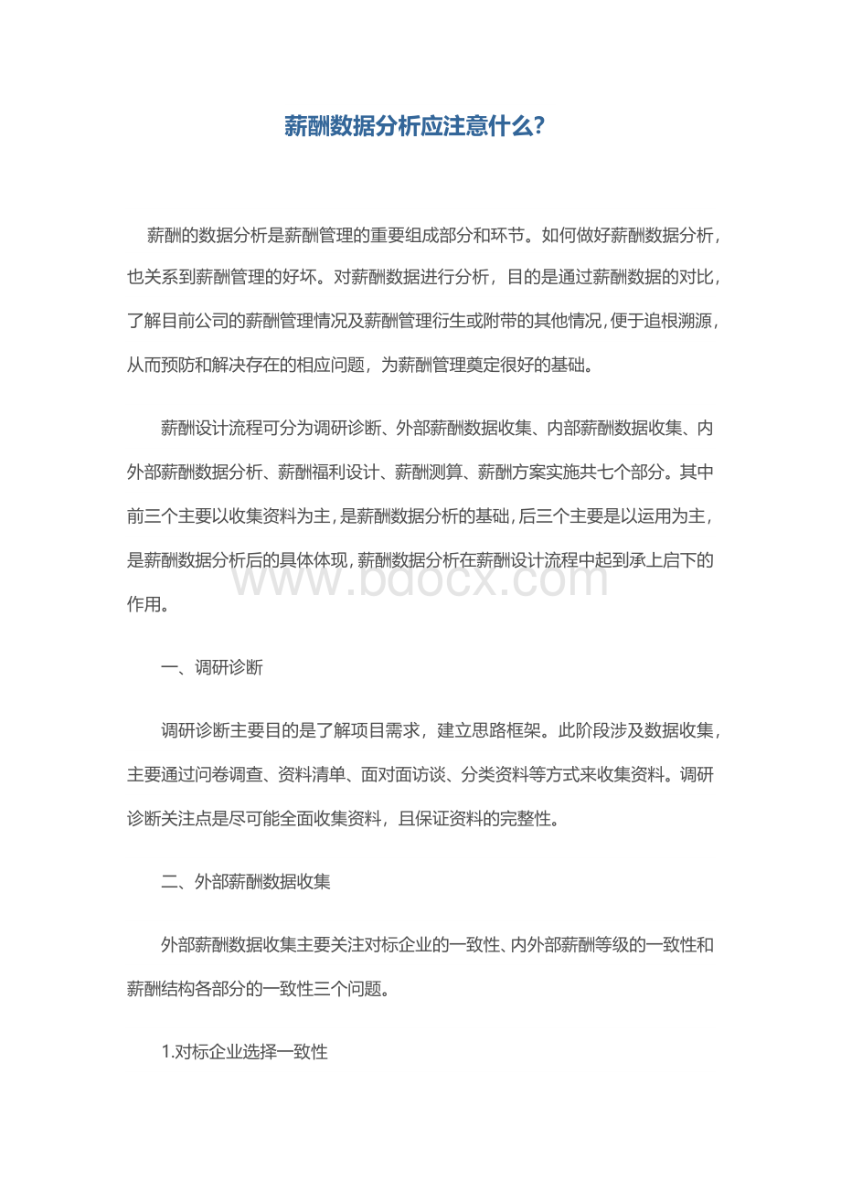 薪酬数据分析应注意什么Word格式文档下载.docx