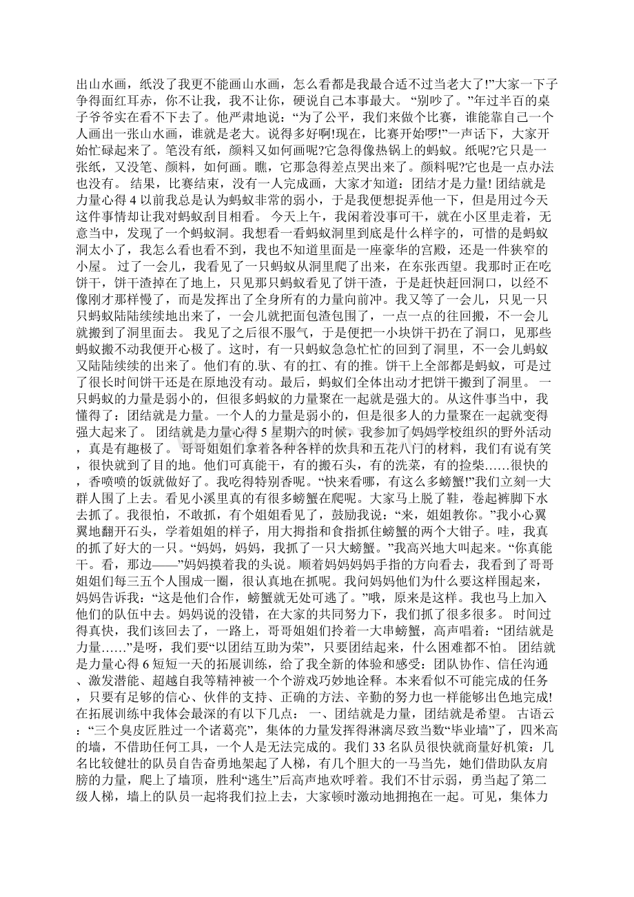 团结就是力量的心得体会范文10篇Word文档下载推荐.docx_第2页