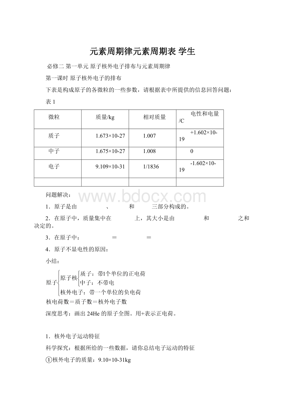 元素周期律元素周期表 学生.docx