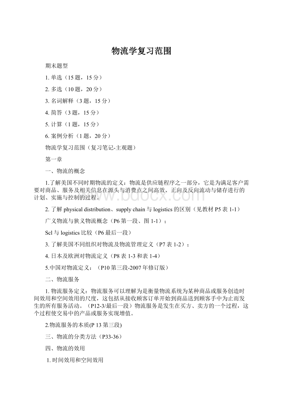 物流学复习范围文档格式.docx