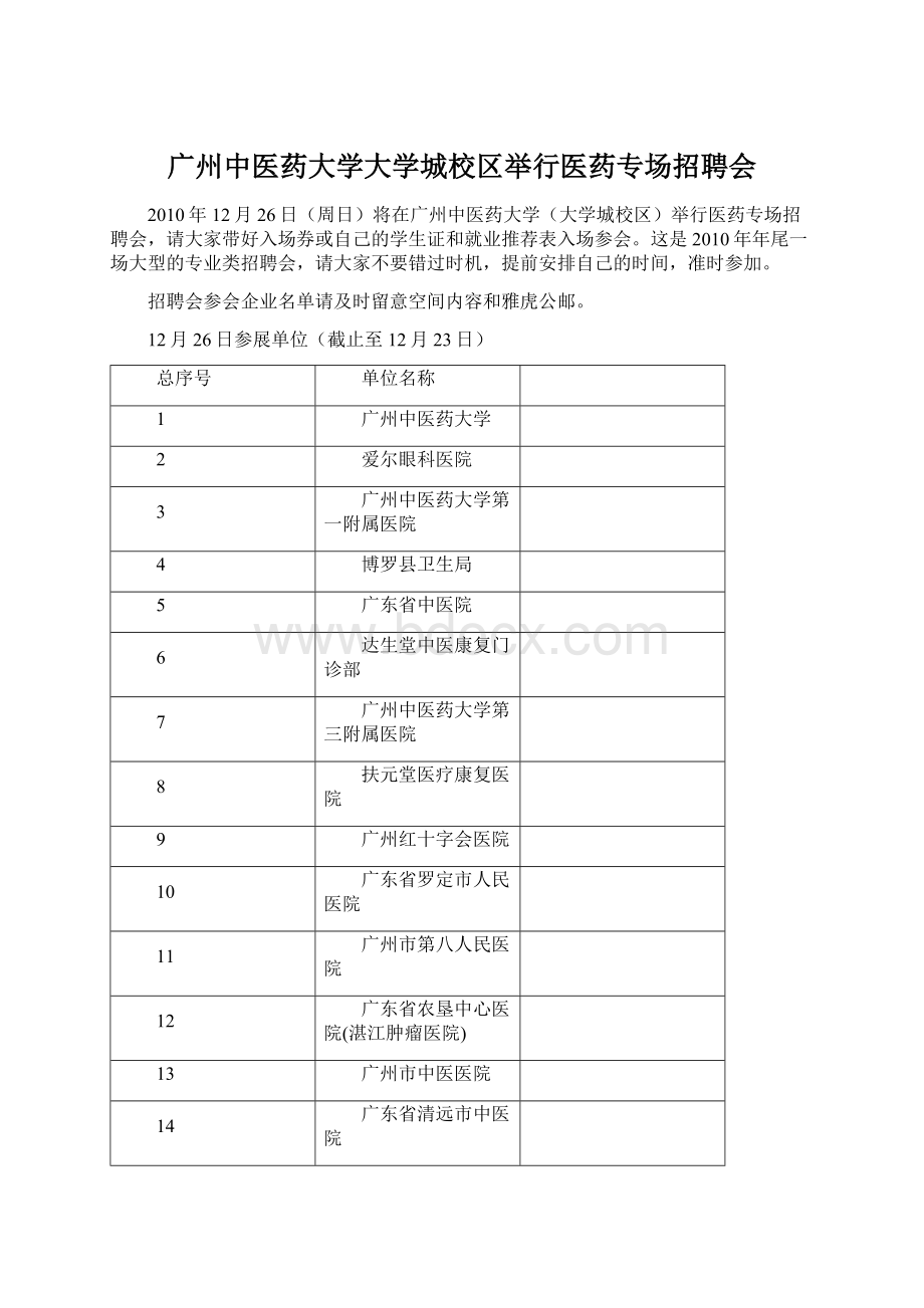 广州中医药大学大学城校区举行医药专场招聘会.docx