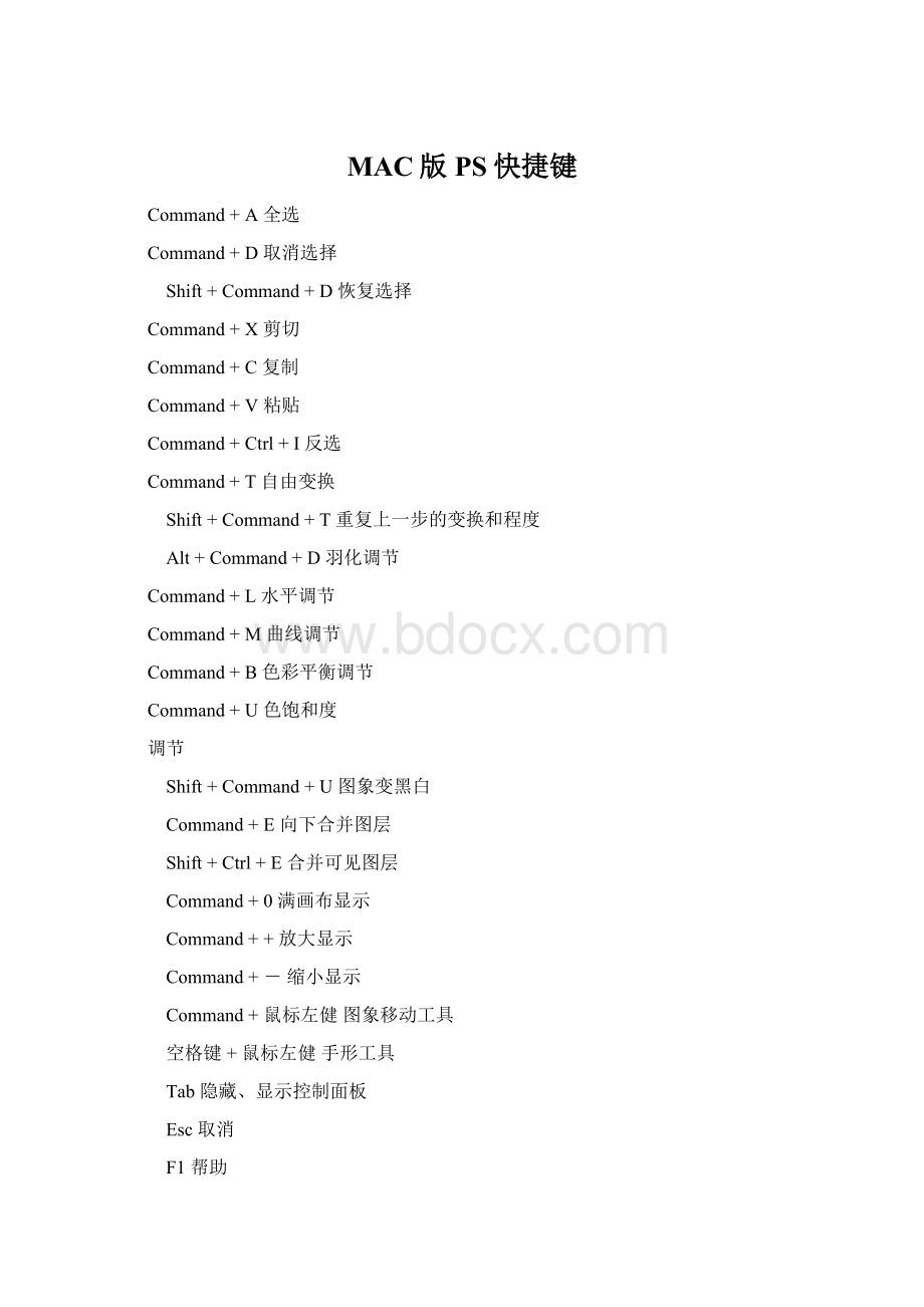 MAC版PS快捷键.docx