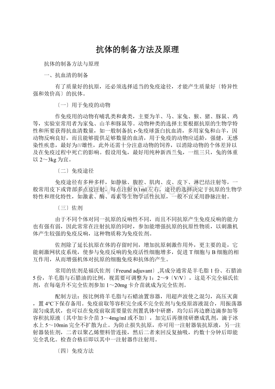 抗体的制备方法及原理Word文档下载推荐.docx