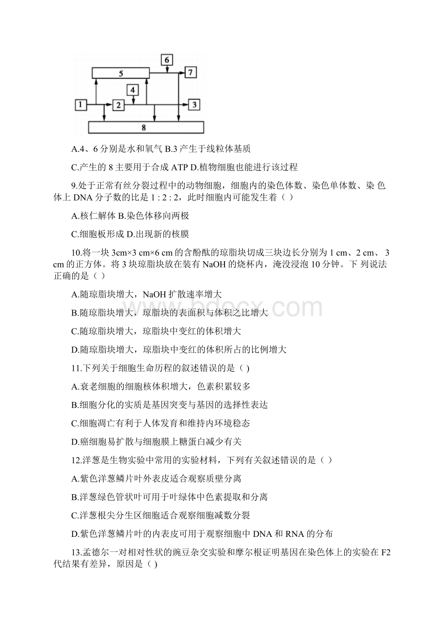 湖北省部分重点中学届新高三上学期起点考试生物试题 Word版含答案Word文档下载推荐.docx_第3页