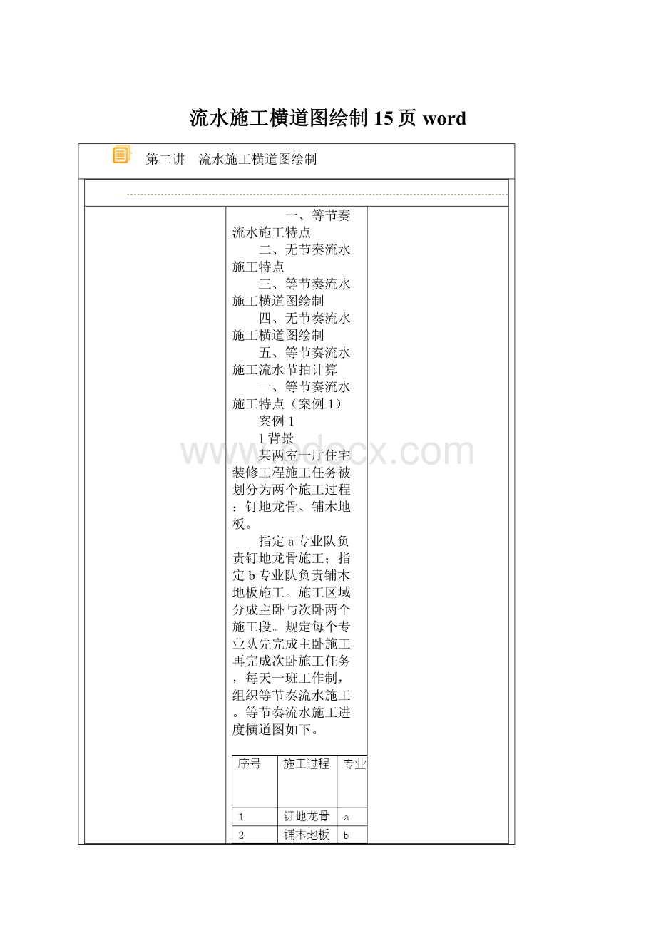 流水施工横道图绘制15页wordWord格式文档下载.docx_第1页