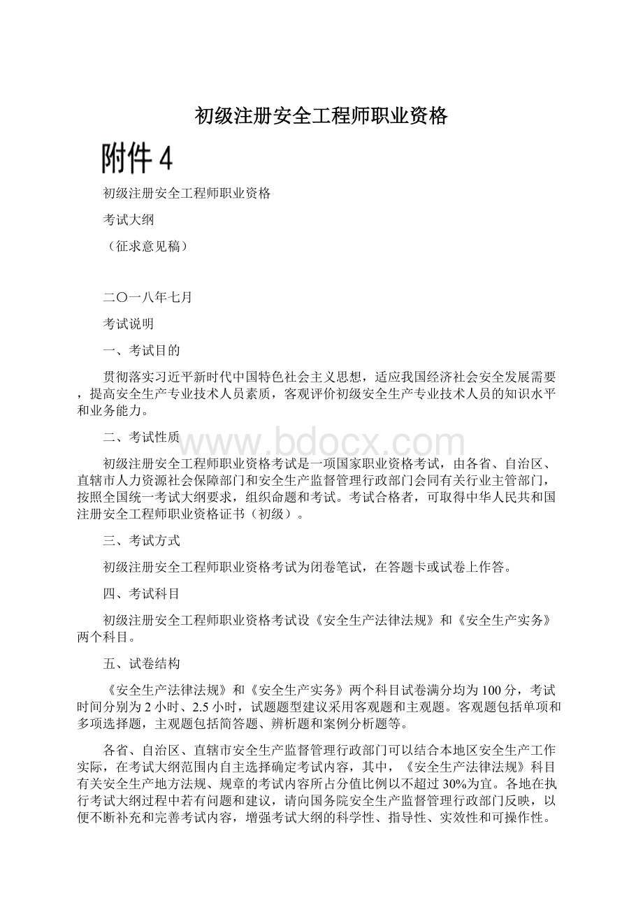 初级注册安全工程师职业资格文档格式.docx