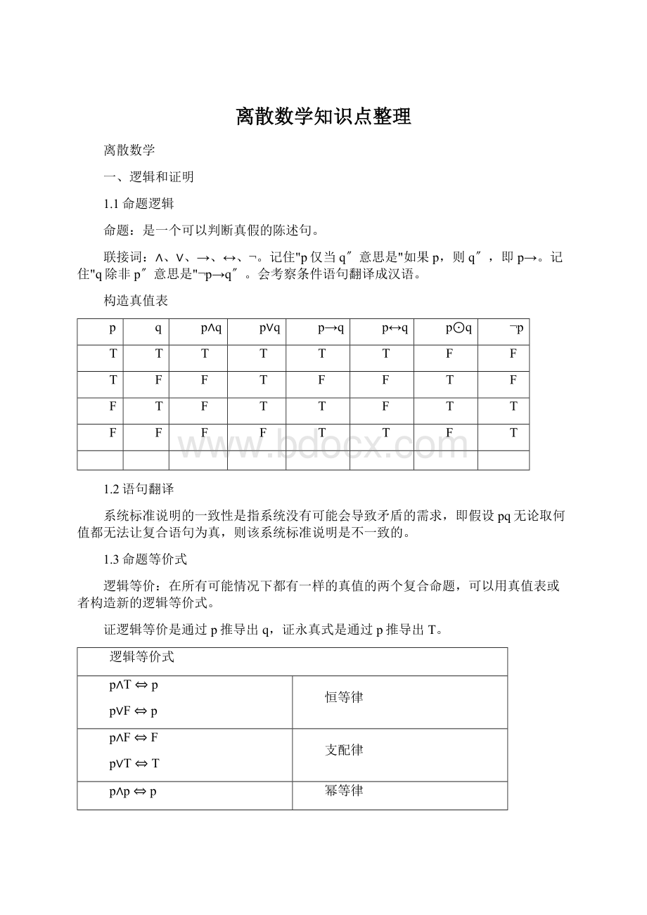 离散数学知识点整理Word下载.docx