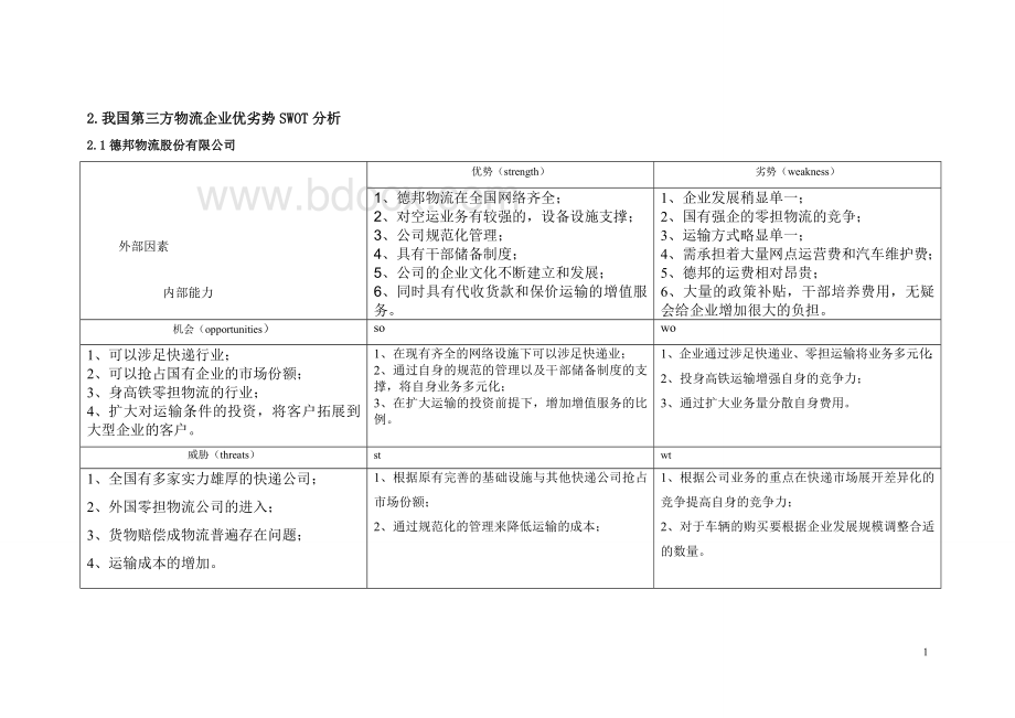 第三方物流swot分析Word文档下载推荐.doc_第3页