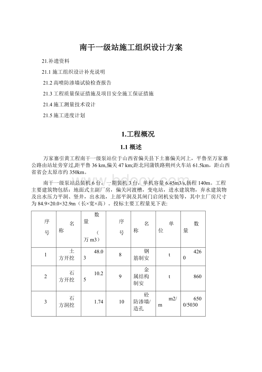 南干一级站施工组织设计方案Word文档格式.docx