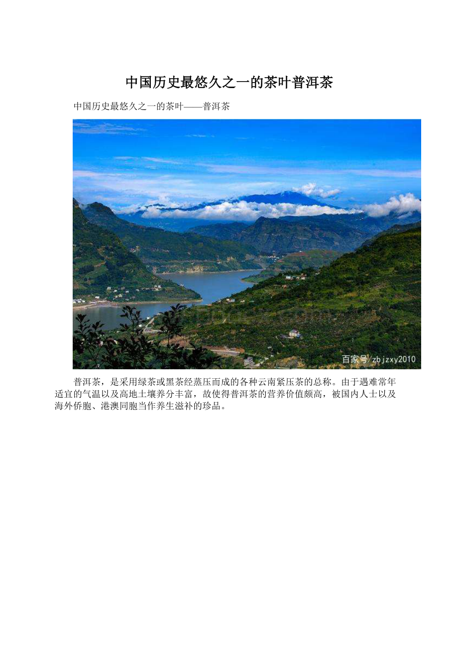 中国历史最悠久之一的茶叶普洱茶Word文档下载推荐.docx