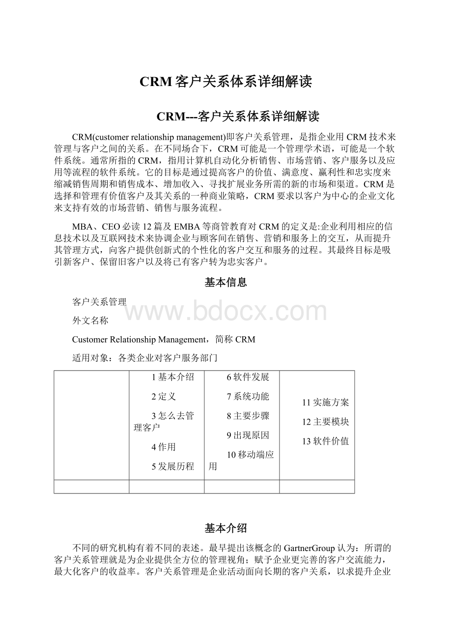 CRM客户关系体系详细解读Word文档格式.docx