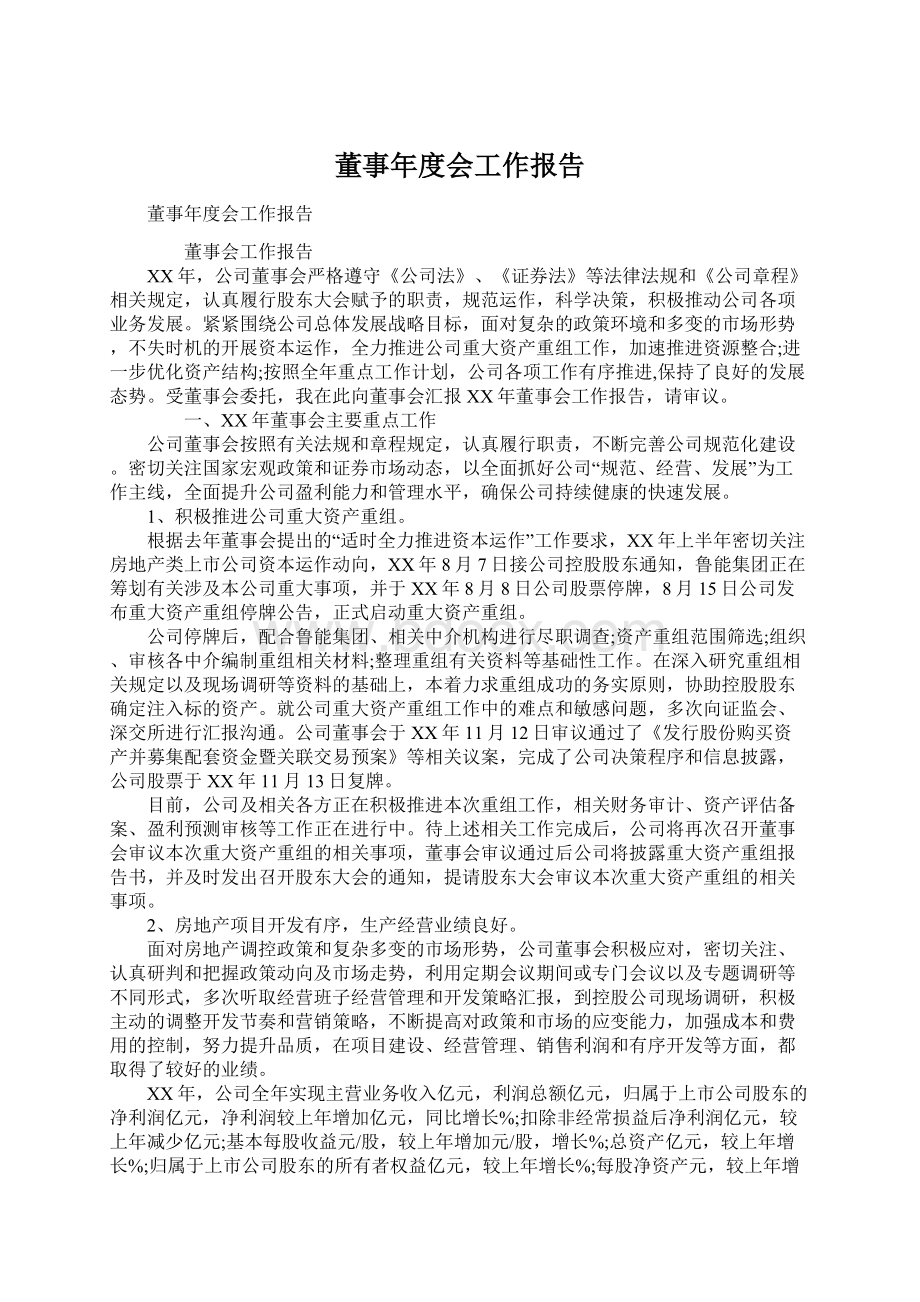 董事年度会工作报告.docx_第1页