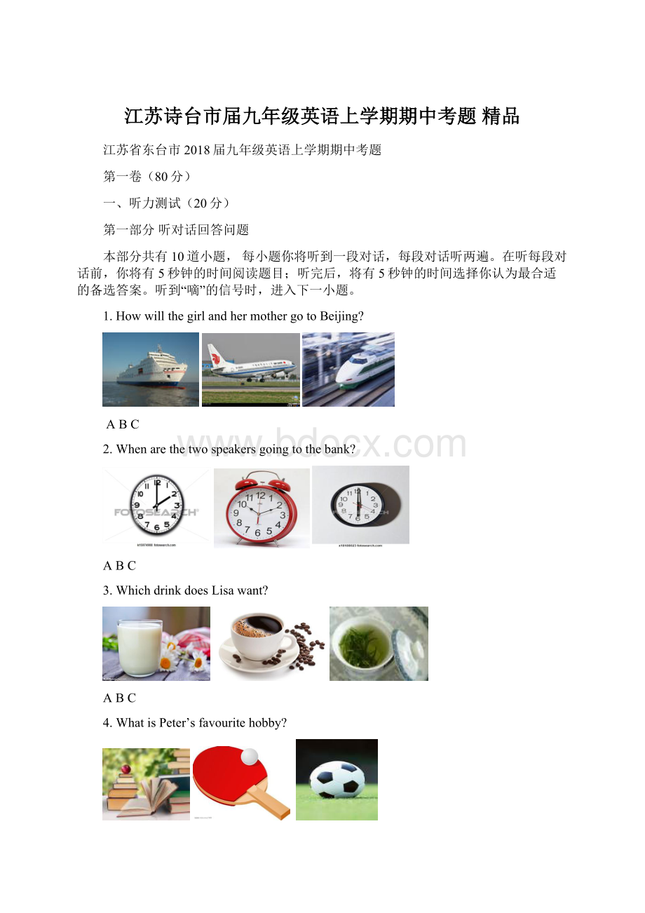 江苏诗台市届九年级英语上学期期中考题 精品.docx_第1页