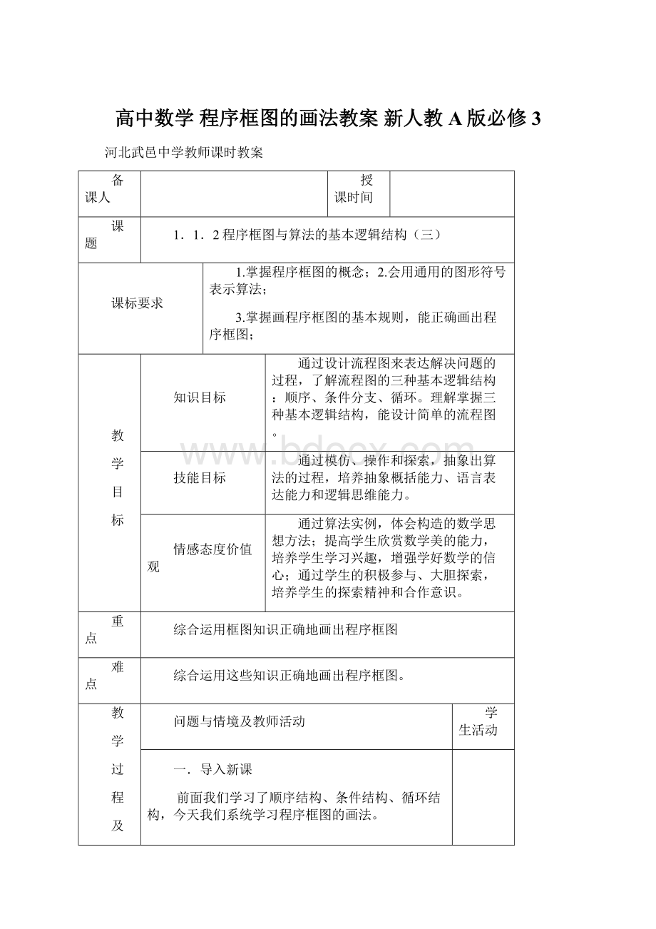 高中数学 程序框图的画法教案 新人教A版必修3.docx_第1页