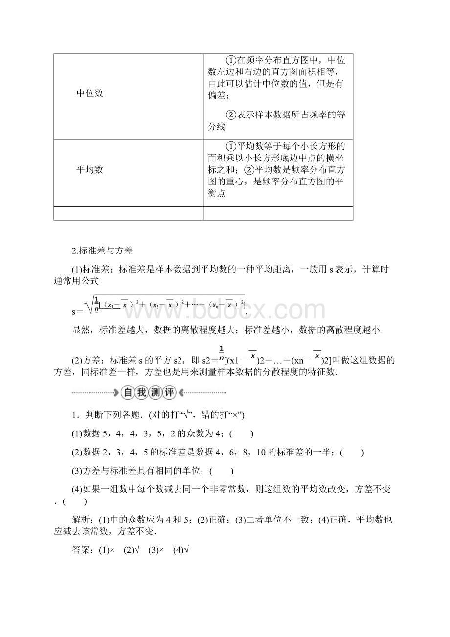 优化方案高中数学第二章统计222用样本的数字特征估计总体的数字特征学案新人教A版必修3文档格式.docx_第2页