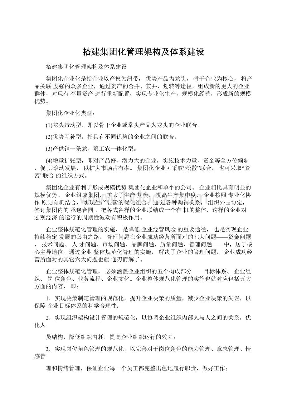 搭建集团化管理架构及体系建设Word下载.docx_第1页