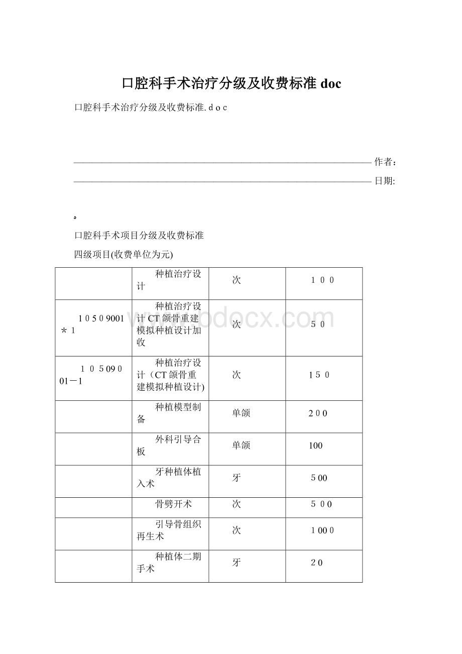 口腔科手术治疗分级及收费标准doc.docx_第1页