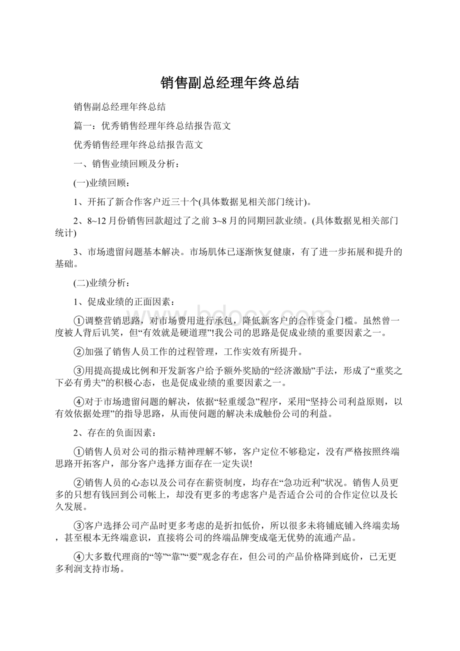 销售副总经理年终总结Word格式文档下载.docx