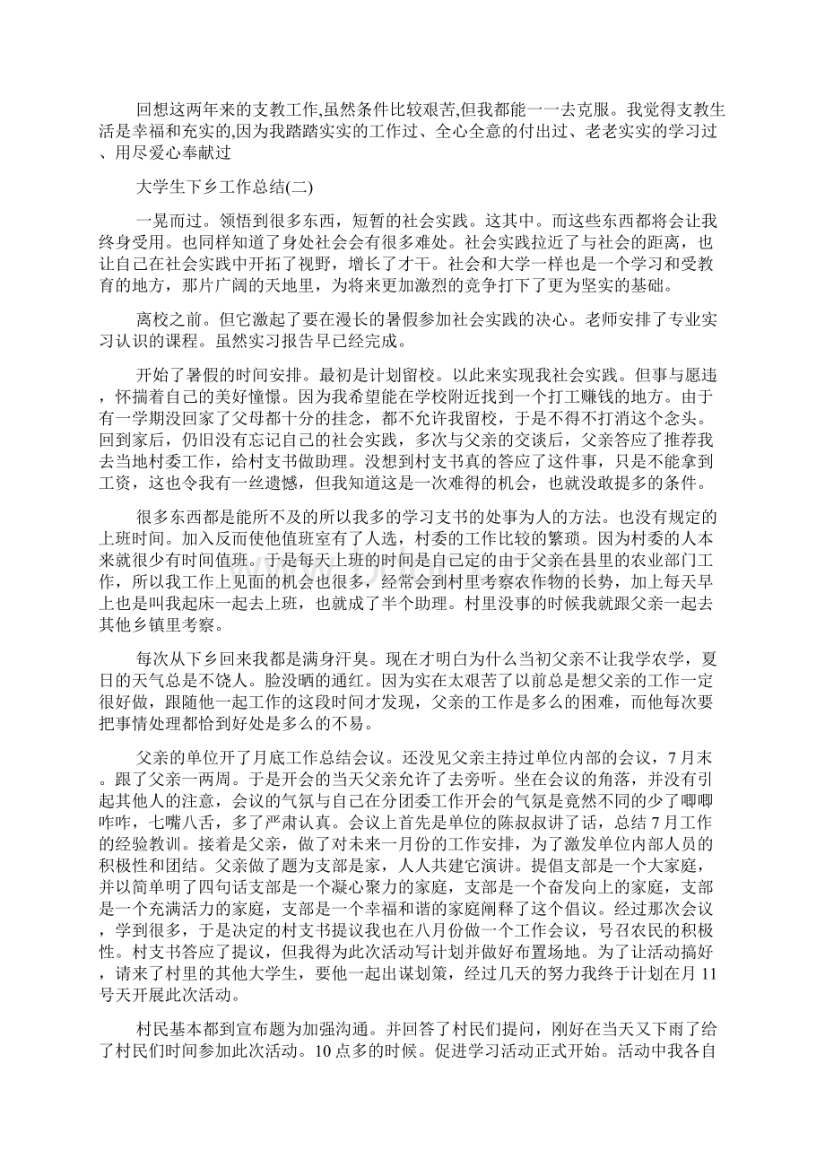 大学生下乡工作总结范文五篇.docx_第2页