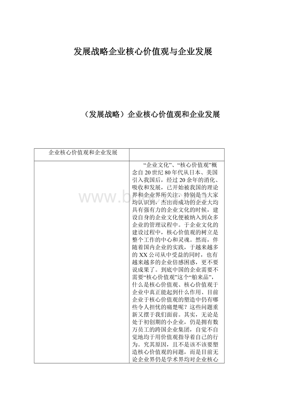 发展战略企业核心价值观与企业发展.docx