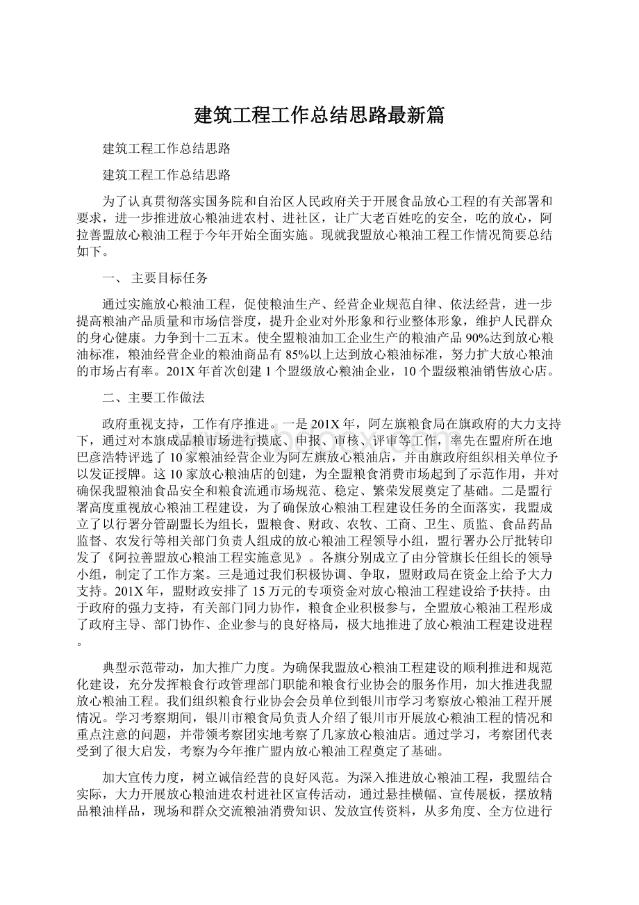 建筑工程工作总结思路最新篇文档格式.docx_第1页