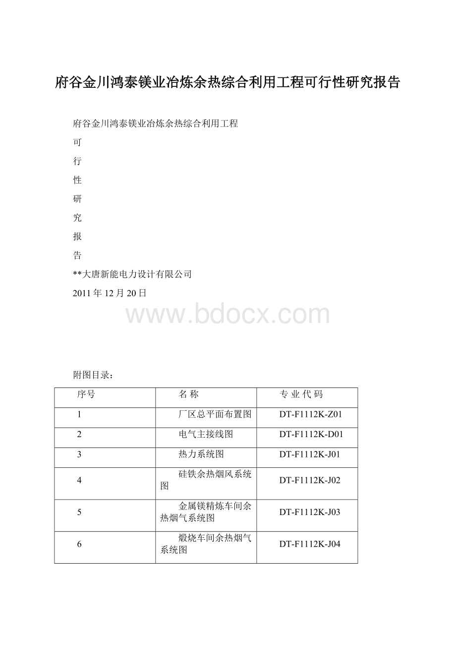 府谷金川鸿泰镁业冶炼余热综合利用工程可行性研究报告.docx