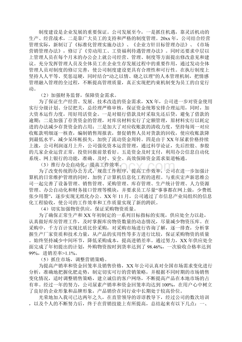 化肥业务员的工作总结版Word文档格式.docx_第2页