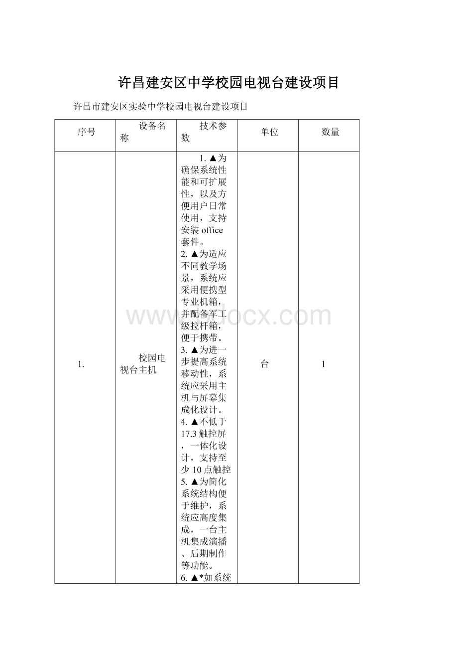 许昌建安区中学校园电视台建设项目Word下载.docx_第1页