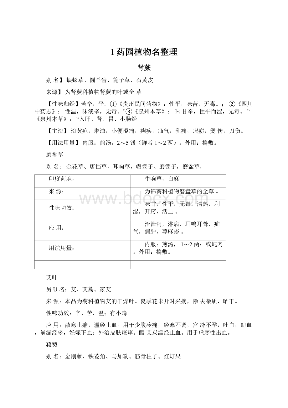 1药园植物名整理Word下载.docx_第1页