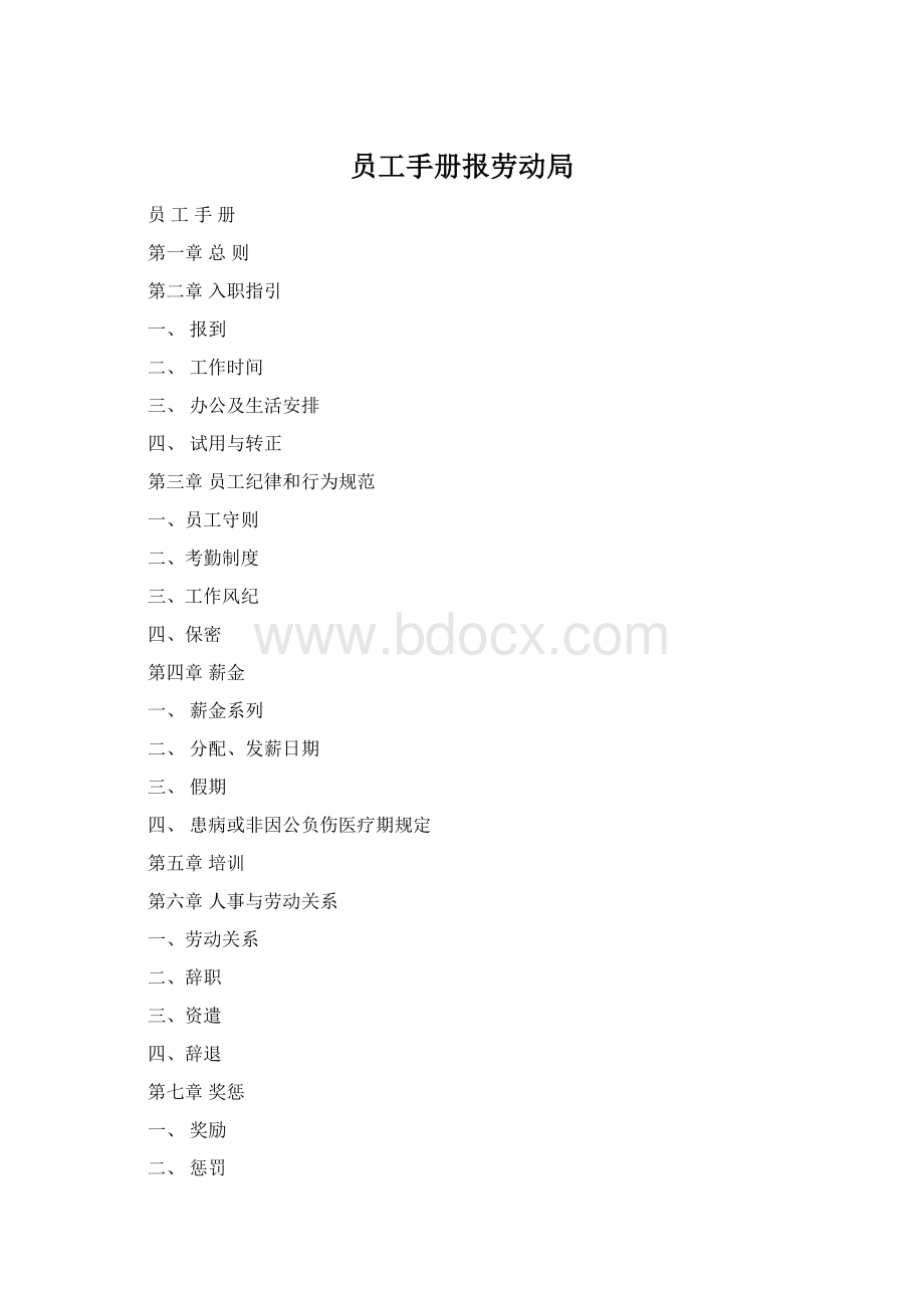 员工手册报劳动局Word格式.docx