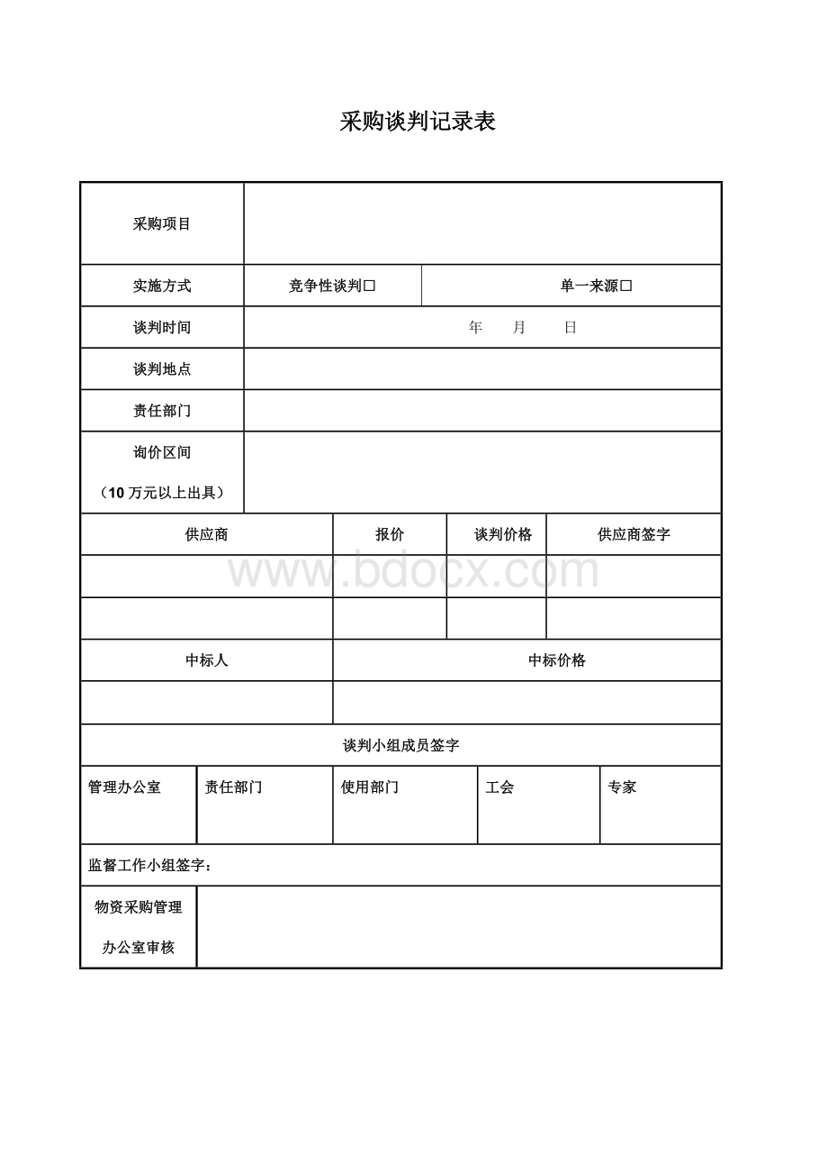 采购谈判记录表.doc_第1页