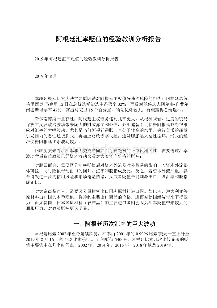 阿根廷汇率贬值的经验教训分析报告.docx