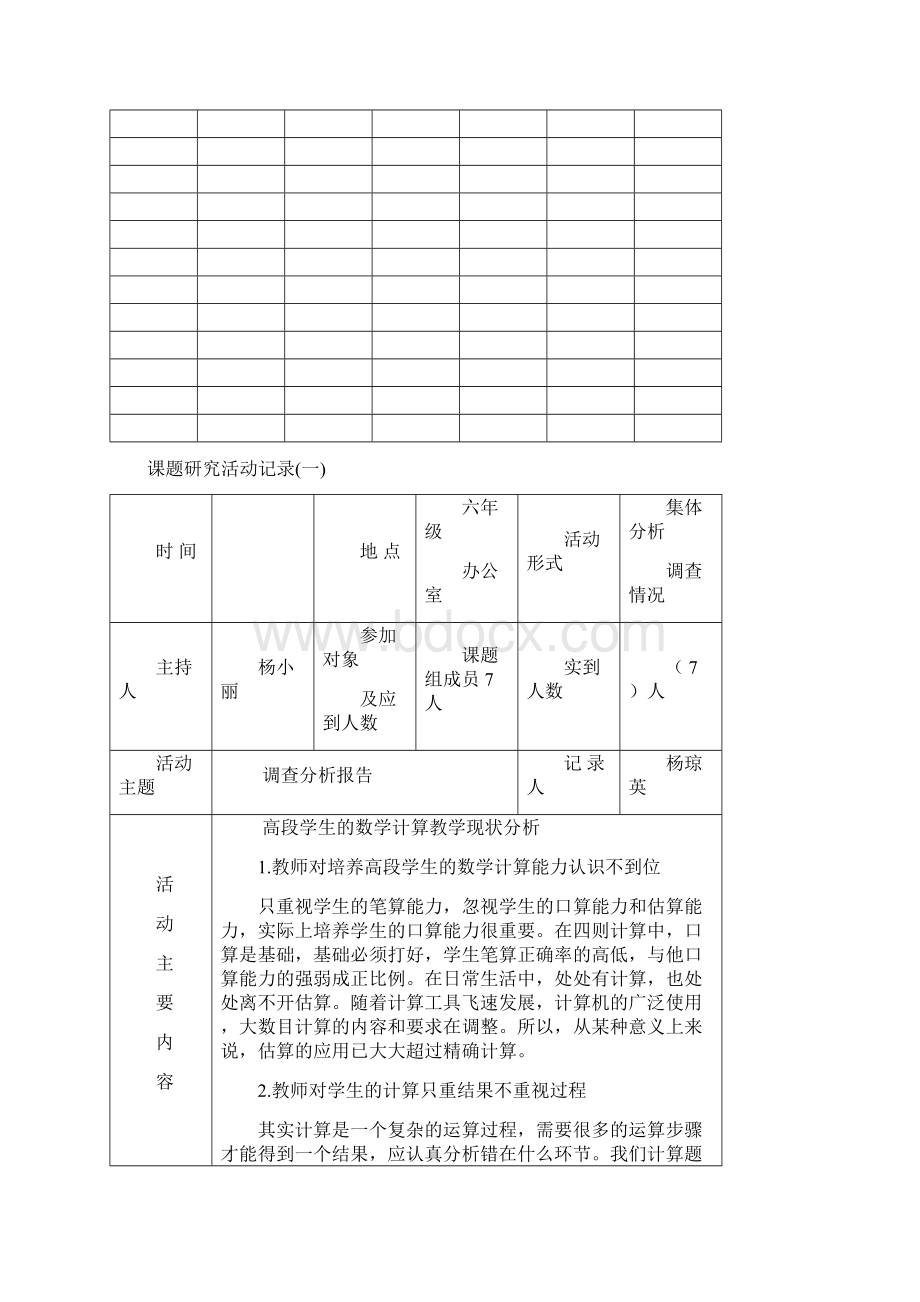 《提高小学生计算能力的策略研究》课题研究集体活动记录表.docx_第2页