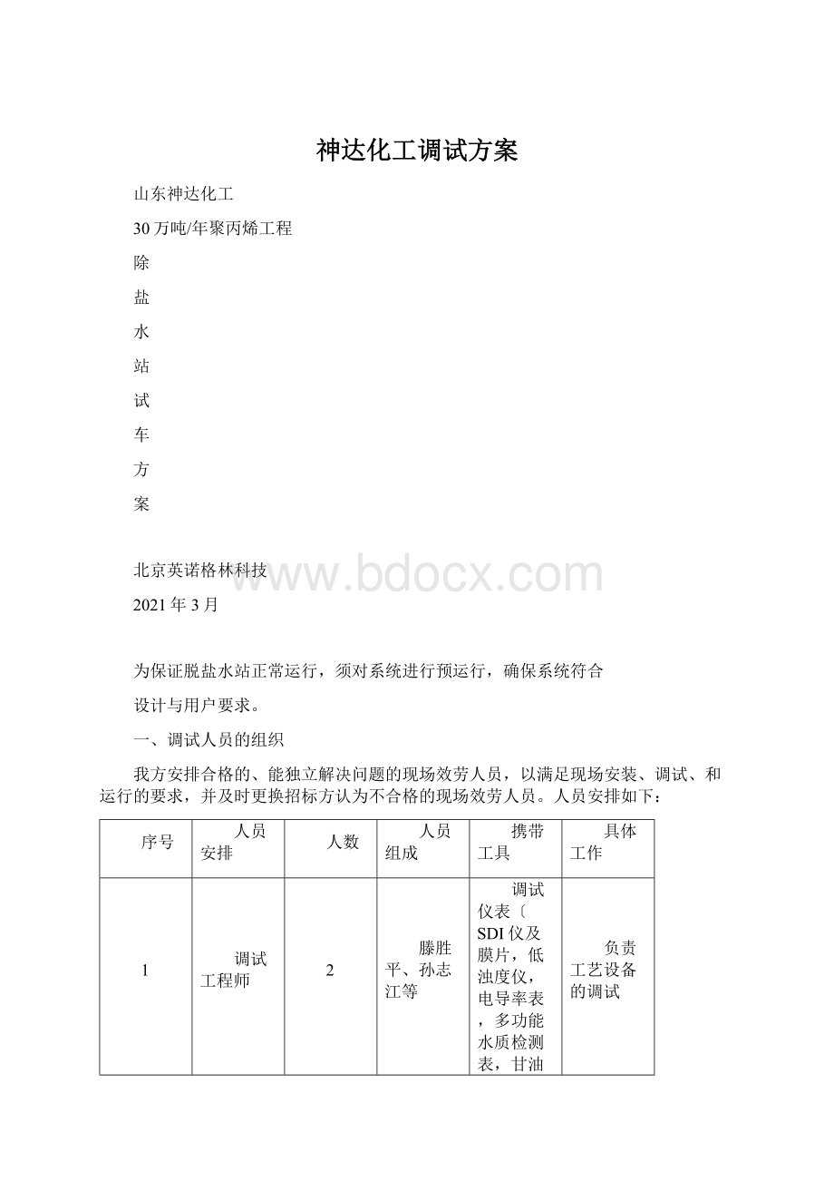 神达化工调试方案Word下载.docx_第1页