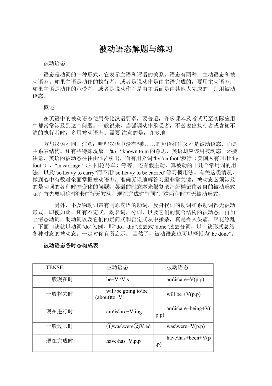 被动语态解题与练习Word文件下载.docx_第1页