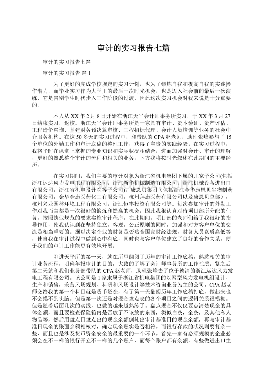 审计的实习报告七篇Word格式.docx