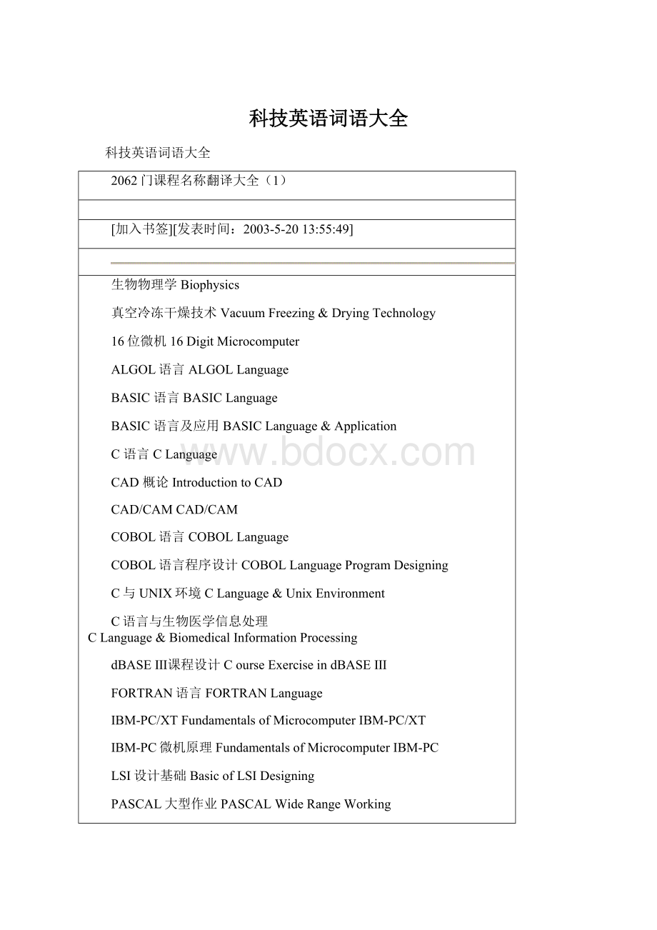 科技英语词语大全Word文档下载推荐.docx_第1页