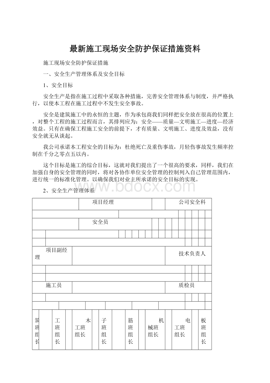 最新施工现场安全防护保证措施资料.docx_第1页