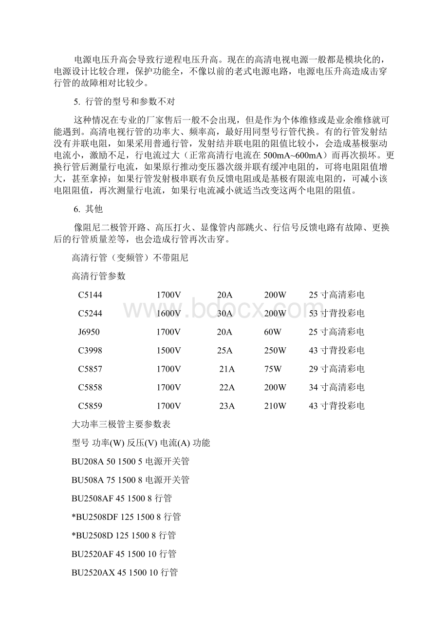 常用高清行管和大功率三极管主要参数表文档格式.docx_第2页