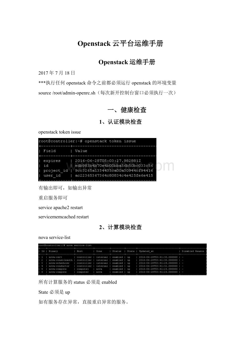 Openstack云平台运维手册Word文件下载.docx