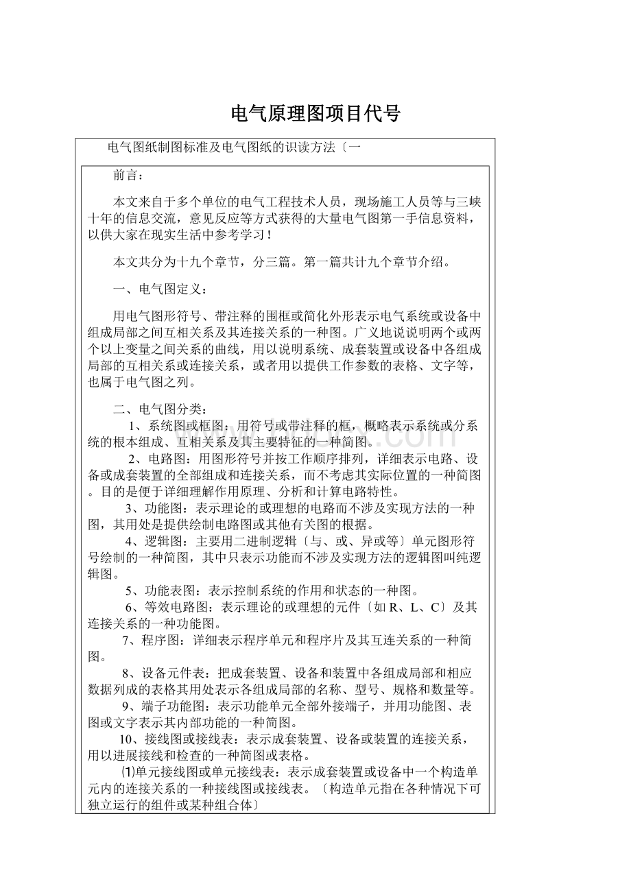 电气原理图项目代号Word下载.docx