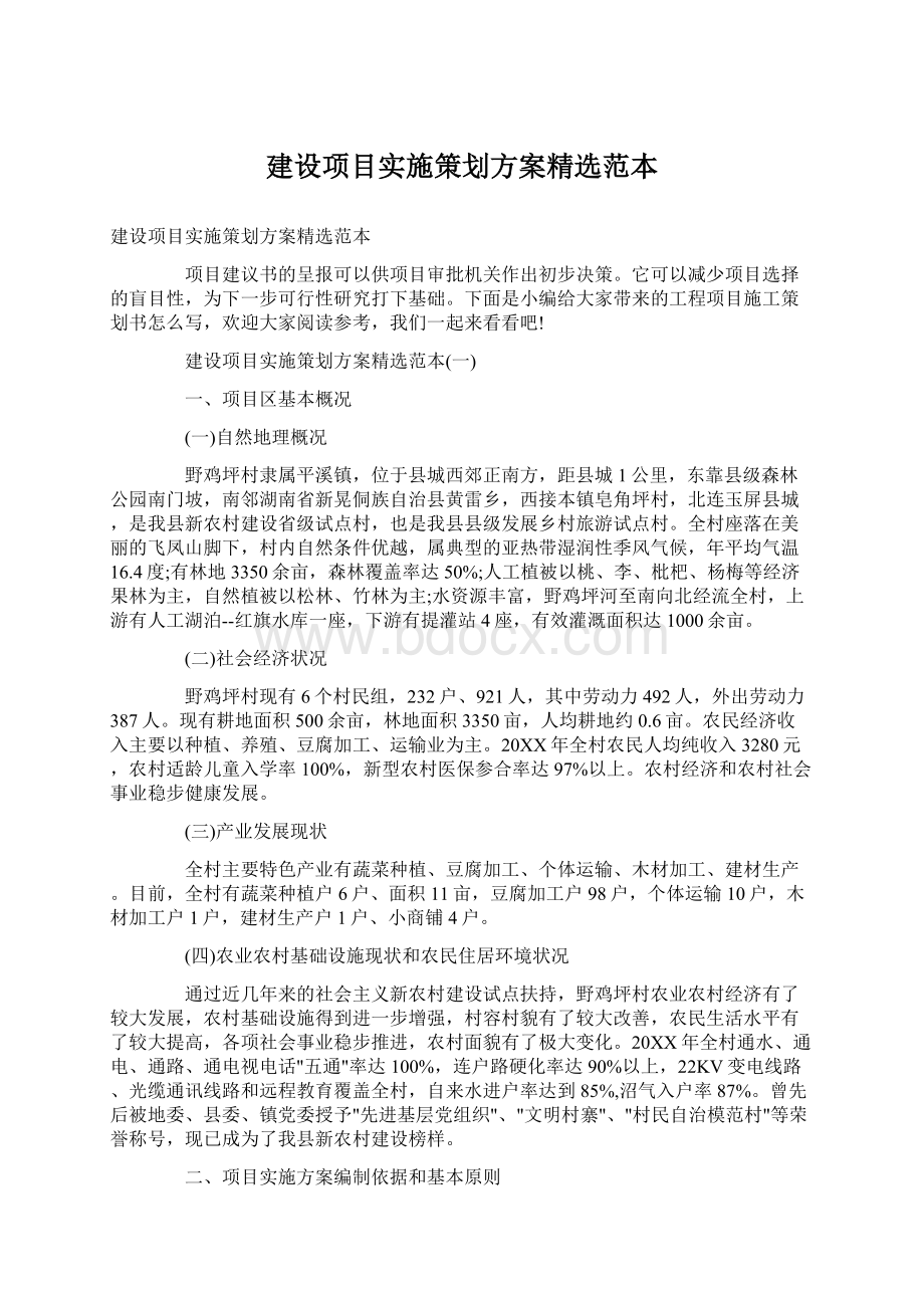 建设项目实施策划方案精选范本.docx_第1页