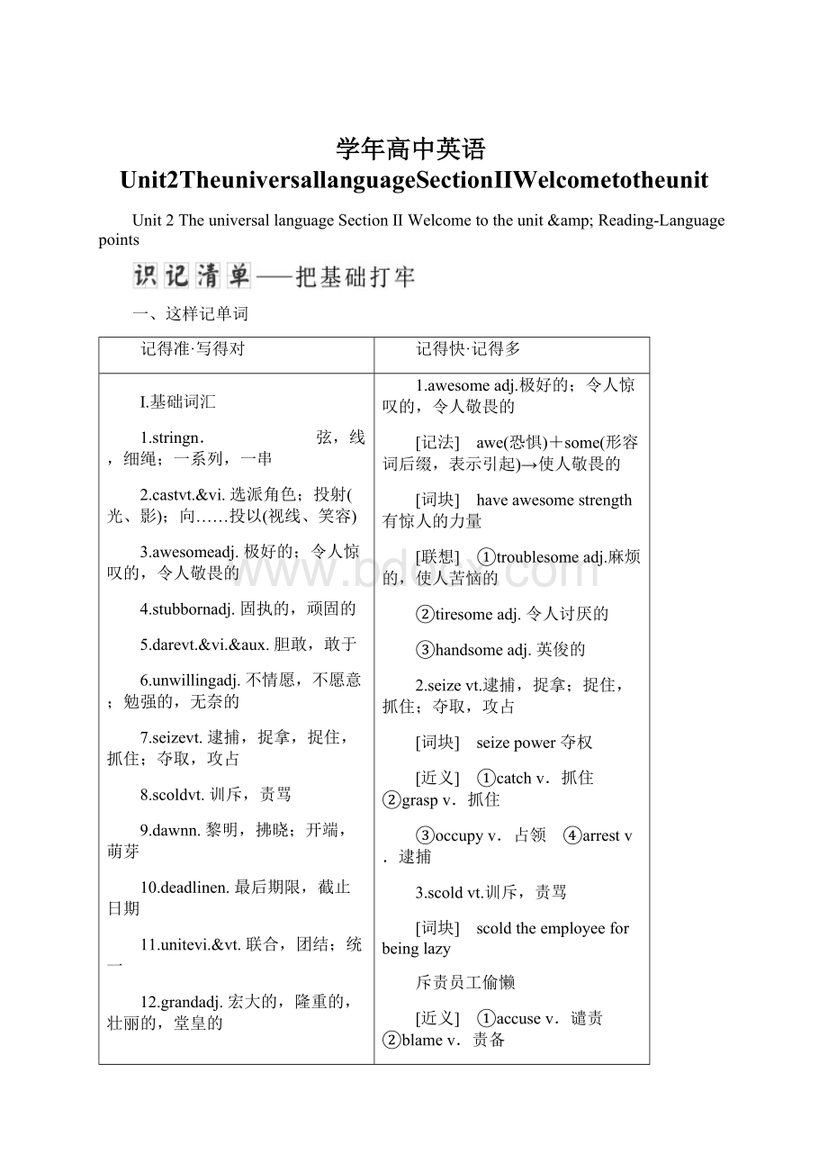 学年高中英语Unit2TheuniversallanguageSectionⅡWelcometotheunit.docx_第1页