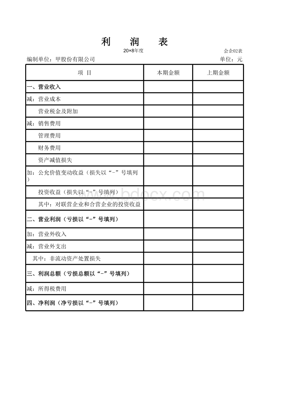 资产负债表、利润表空白表下载表格文件下载.xls_第2页