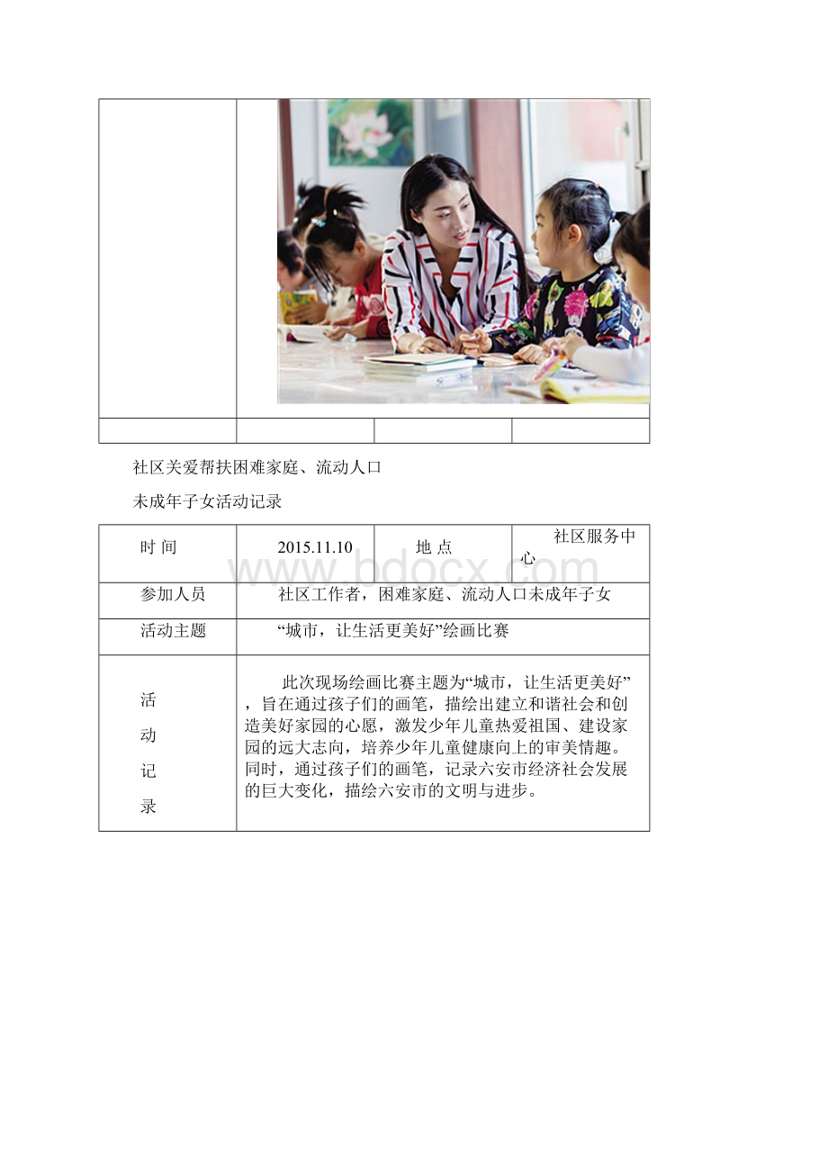 社区关爱帮扶未成年活动记录复习过程Word文档格式.docx_第3页