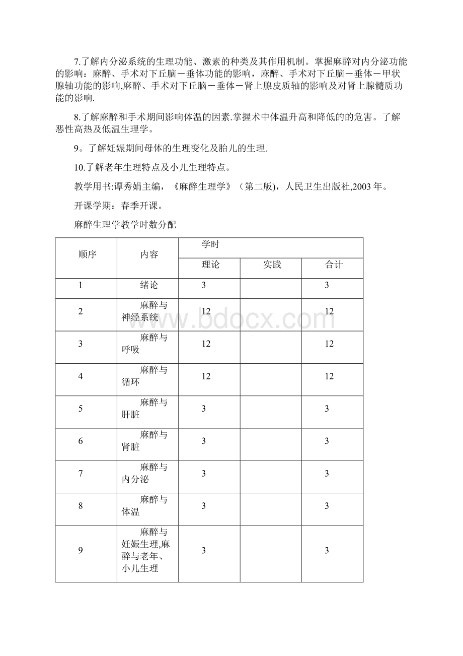 精品泸州医学院麻醉生理学教学大纲.docx_第2页