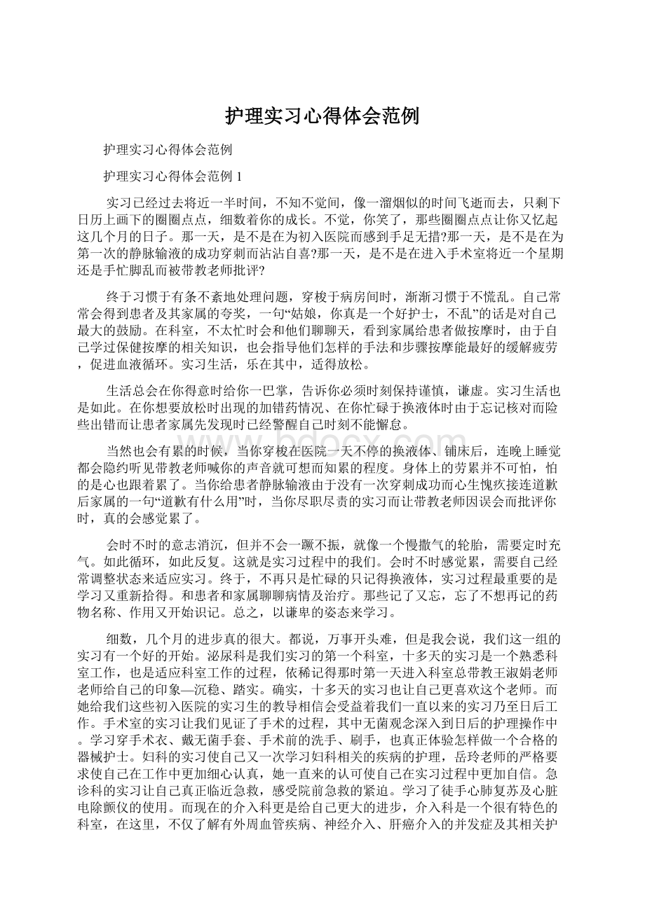 护理实习心得体会范例Word格式.docx_第1页