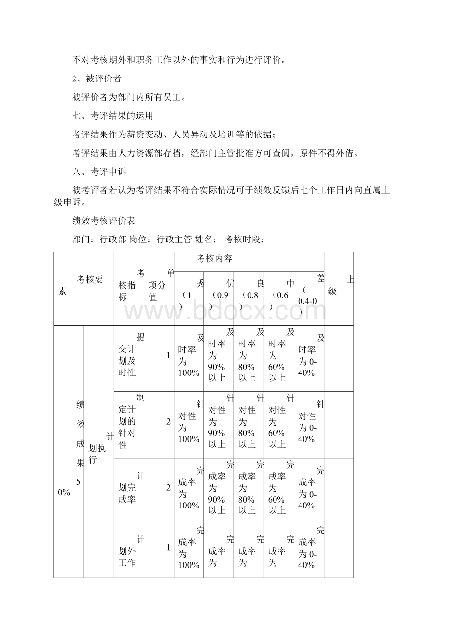 行政部绩效考核方案doc.docx_第3页