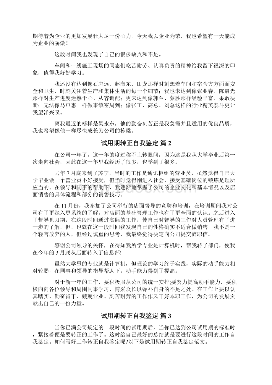 关于试用期转正自我鉴定模板汇总五篇Word下载.docx_第2页